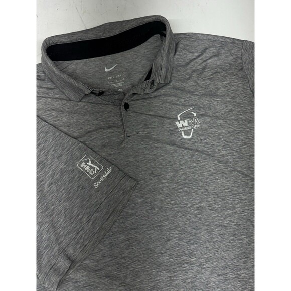Nike Dri-Fit Gray Polo Shirt Men Large TPC Scottsdale Waste Management Golf